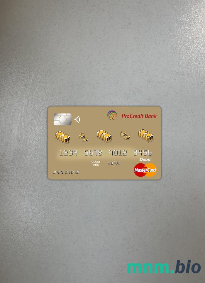 Albania Procredit bank master card wygląd fotograficzny skan PSD + zdjęcie